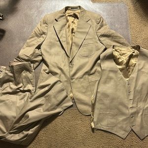 COPY - Beige/Tan Blazer, Vest, and Pant Suit Set